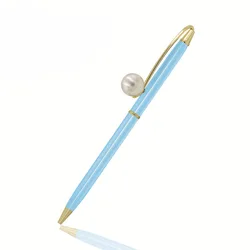 Student School Ball Point Pen Pearl Ornament Clip Queen Mace Metal Gift