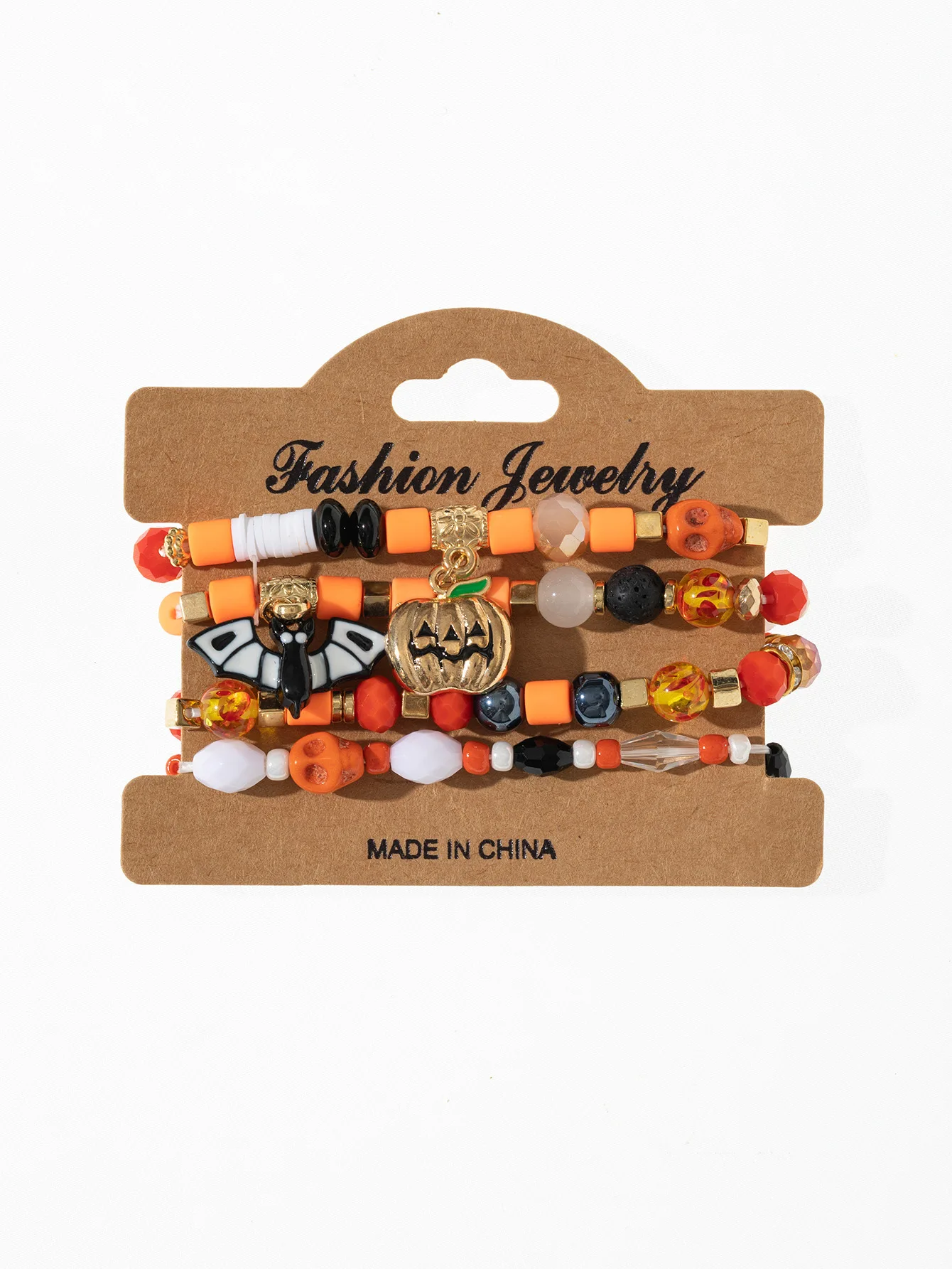 Halloween bracelet Bat spider pumpkin lifting polymer clay elastic thread handmade Party string
