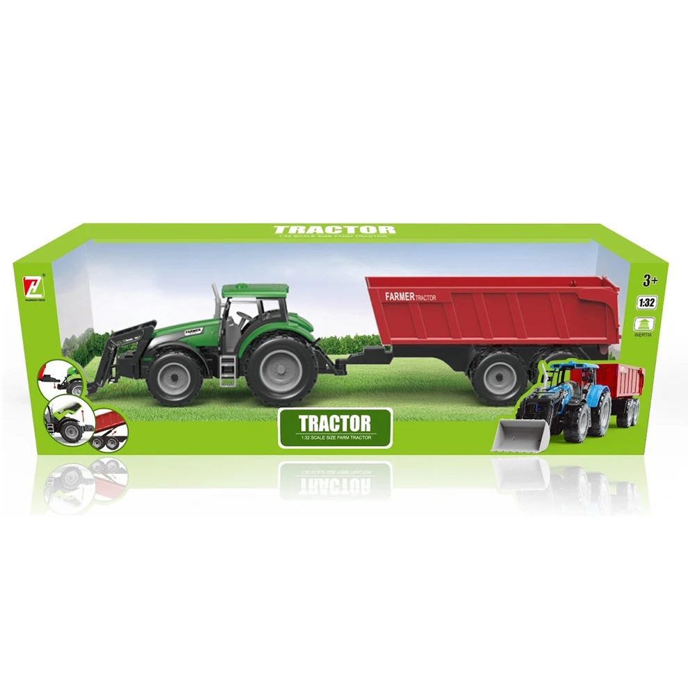 China Cheap Friction Car Toy 1/32 Scale Micro Farm Tractor With Loader