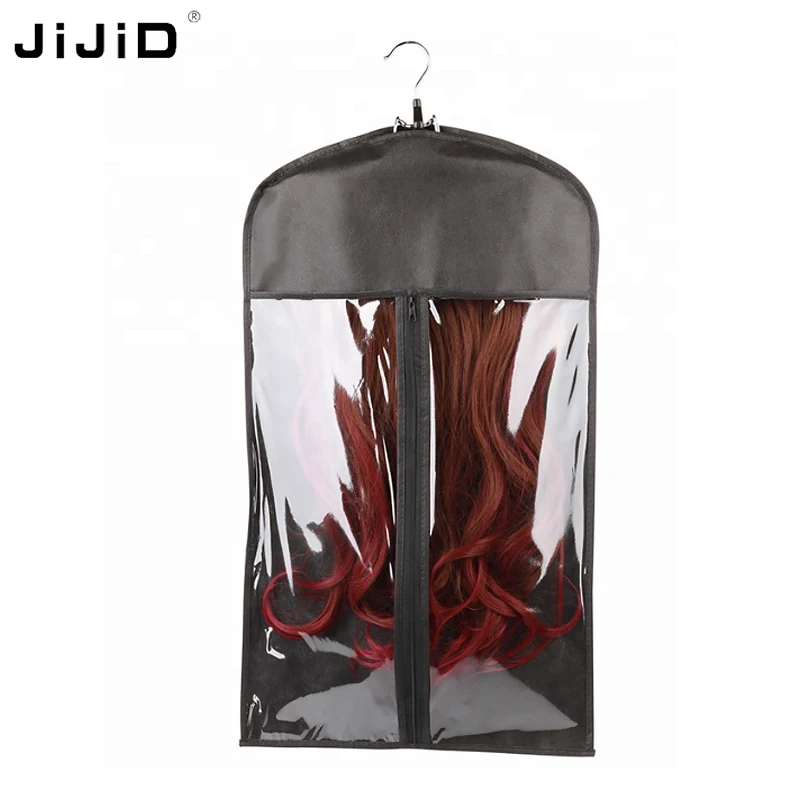 JIJID Wholesale High Quality Custom Wig Bag Hair Storage Extension Hanger Packaging With Bag Zipper Custom Logo