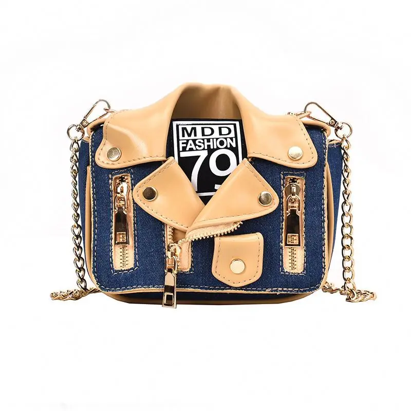 Girls jacket evening bags Trend fashionable handbags chain bag money purse wallet women handbags