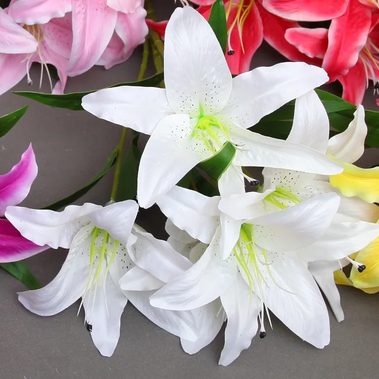 TCF BTV1012 wholesale 5 heads diameter 20cm Lily flowers artificial lily bouquet tiger lily Flowers for Home Decoration