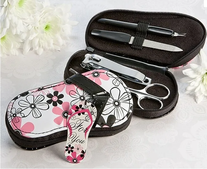 lovely Pink Manicure Set Shower Favors Flip Flop Nail scissor Care Manicure Pedicure Set
