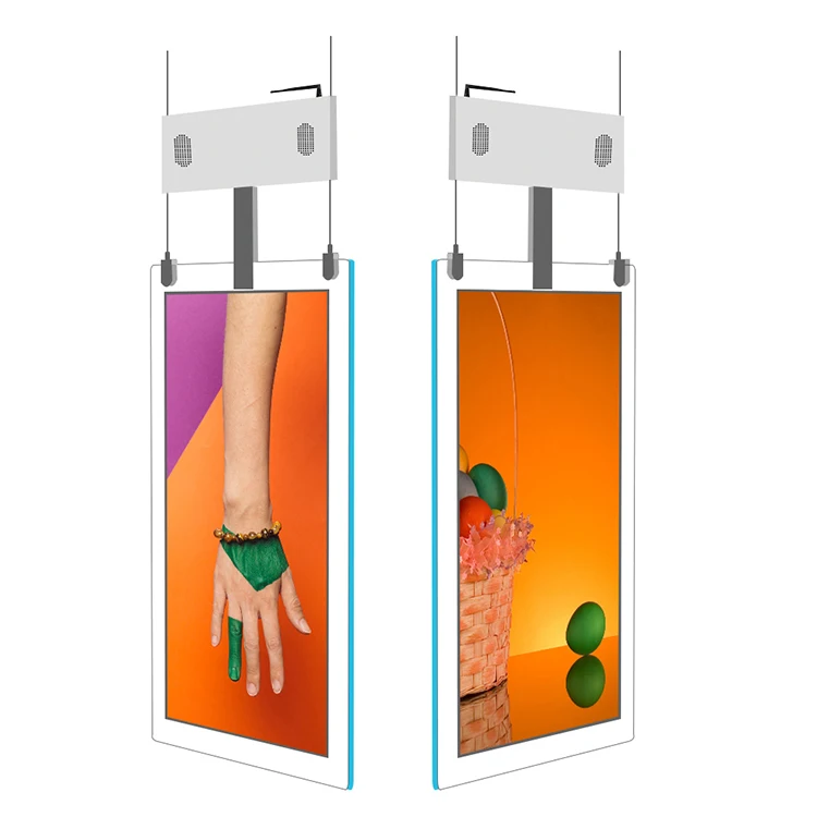 Double hanging advertising machine 49/55 inch shopping window advertising network Android lifting advertising machine