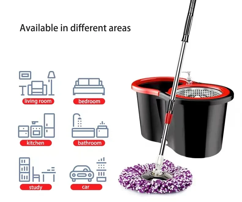 Factory Rotating Clean Microfiber Spinning Retractable Mops 360 degree Spining Mop And Bucket Set