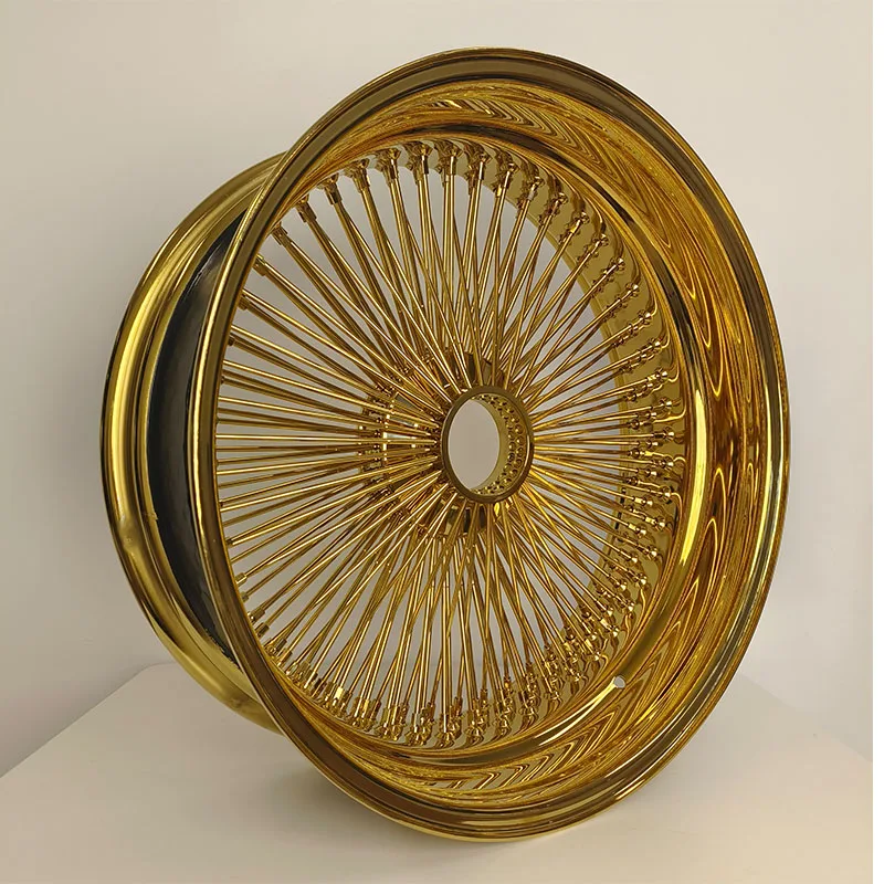 20x8 22x8 13 14 15 16 17 18 20 22 Inch All Gold 100 150 Spokes Reverse Staggered Gold Wire Wheels Chrome 4 5 6 Holes
