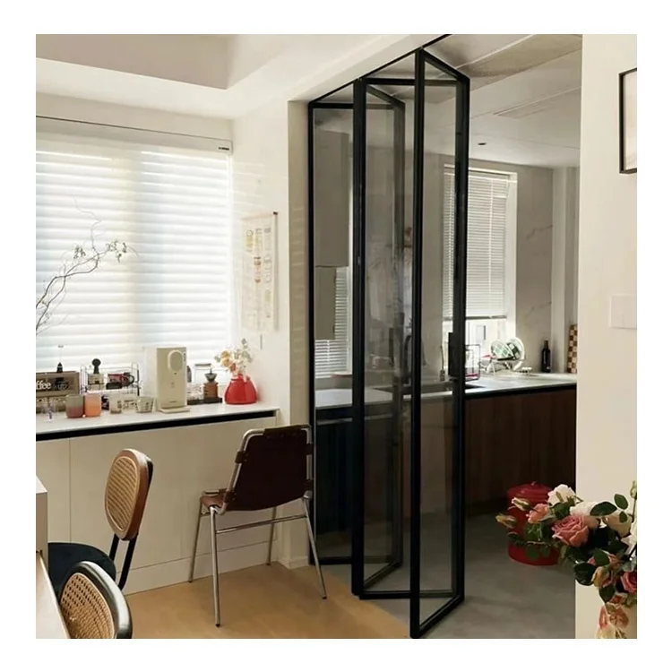 Soundproof design folding door glass folding kitchen bathroom sliding folding door interior partition