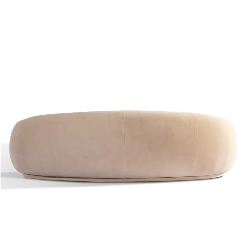 Italian Style Modern Living Room Furniture Curved Shaped Lamb Wool Semicircular Hotel Lobby Fabric Sofa