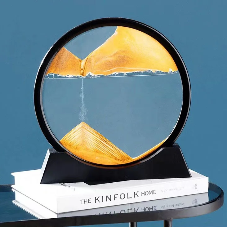 7/12inch Round Quicksand Painting 3d Hourglass Moving Sand Picture Home Decoration Ornament Hourglass