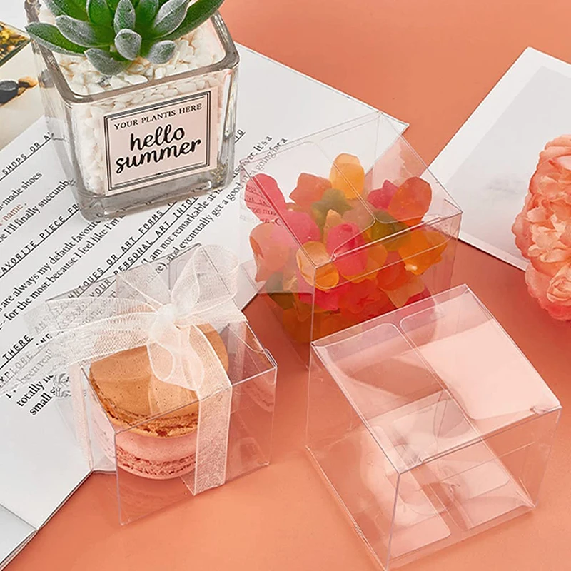 Clear Favor Boxes 2X2X2 inch PVC Plastic Gift Transparent Cube Boxes PET Boxes