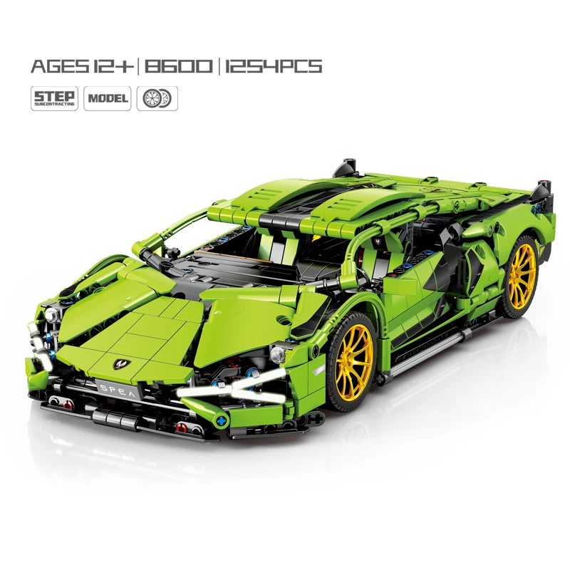MJI High-Tech Sports Car Racing Supercar 8600 Model With Motor Remote Vehicle DIY Building Blocks TOY