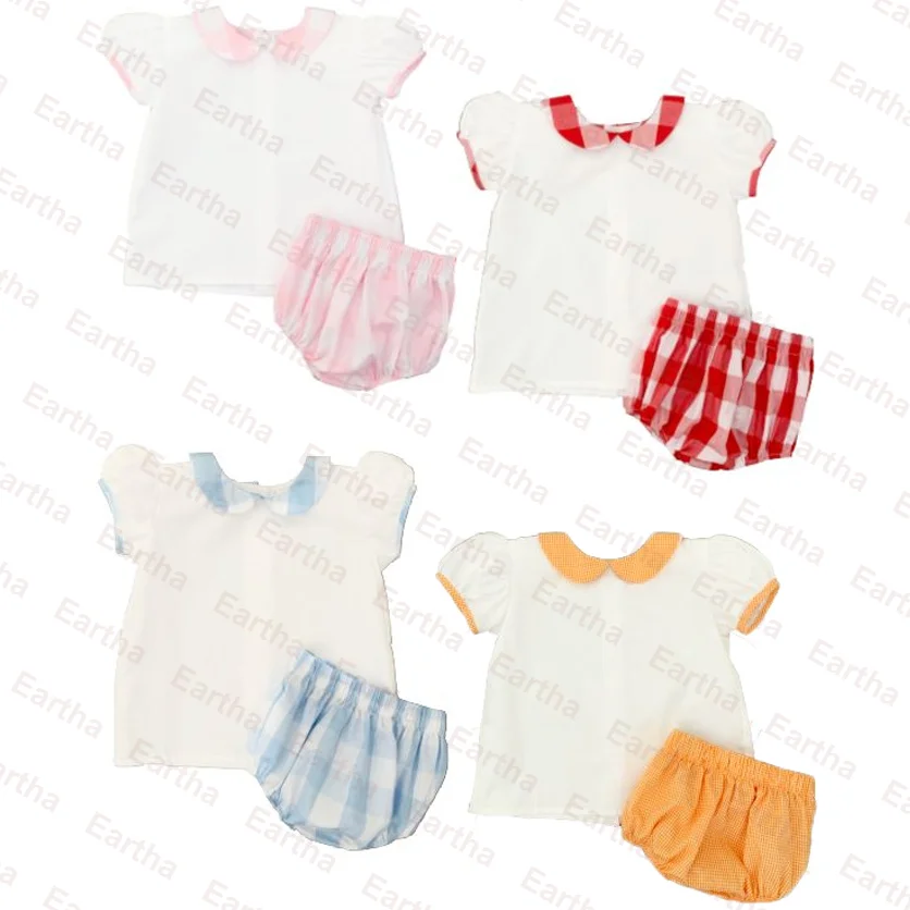 newborn diaper cover baby clothing sets peter pan collar summer bloomer toddler girl clothes sets