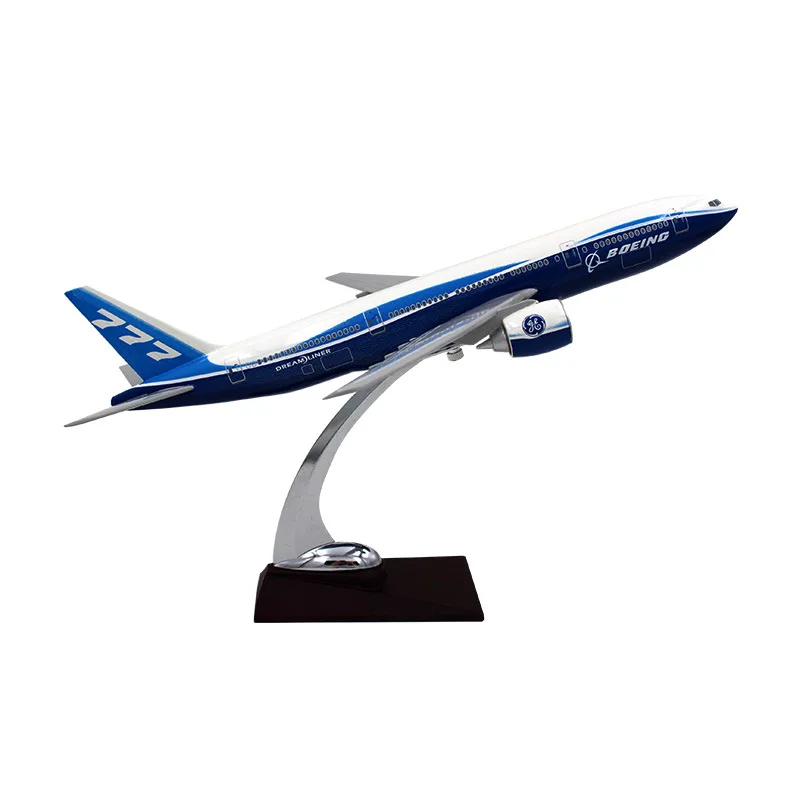 Индивидуальные B777-200 Boeing Оригинальный Картина деревянное основание 32 см Смола Модель самолета весы 1/200 модель авиакомпаний