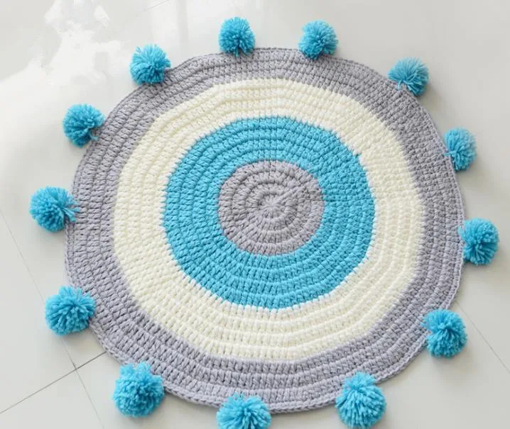 SZPLH Colorful  acrylic crochet round carpet and rug