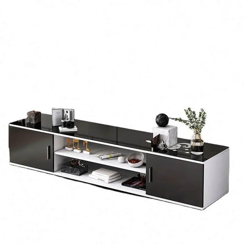 MUKEBAINIAN Modern contracted TV cabinet in black and white in living room TV stand
