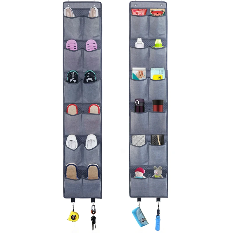 Durable Hanging Shoe Holder 24 Pocket Metal Hooks closet organizers and storage 2 pack