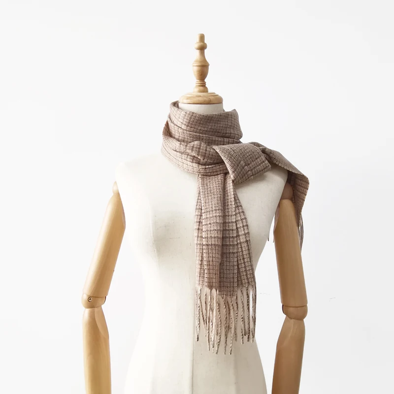 Inner Mongolia 100% Low MOQ Women Scarf Autumn Winter Warm  Tartan Cashmere Scarf