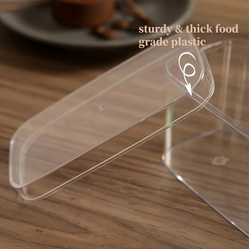 Wholesale transparent square PS plastic tiramisu dessert container pastry packaging box