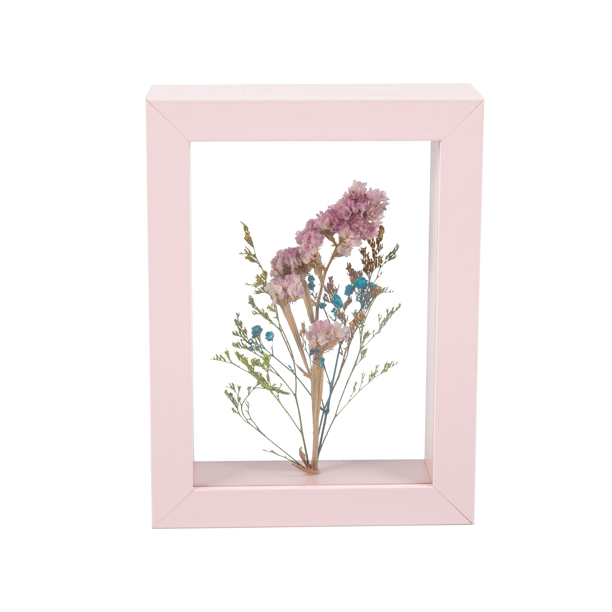 SOFINE Wholesales Customized Size Dried Flower Floating Double Sided Glass Shadow Box Frame