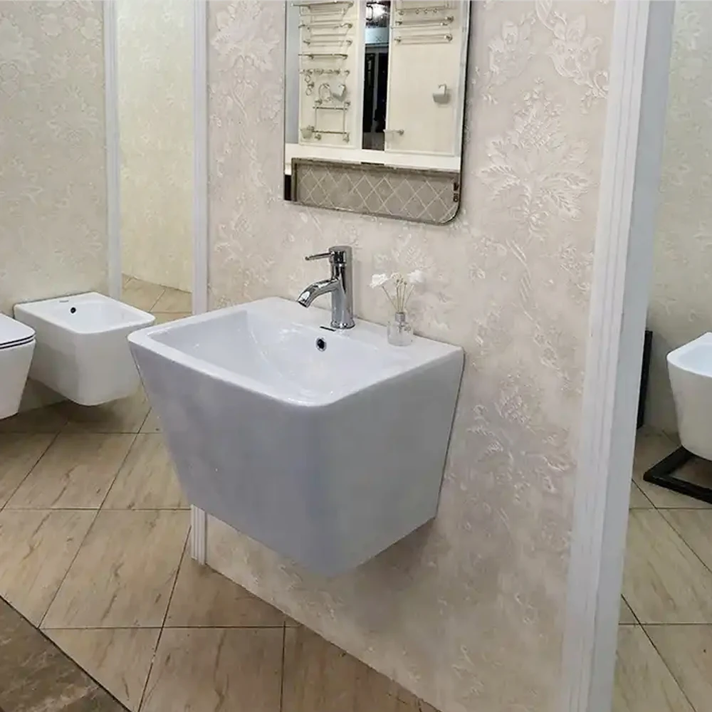 Wholesale Prices on Chinese Wall-Hung Bathroom Vessel Square Hanging Ceramic Basin Sink
