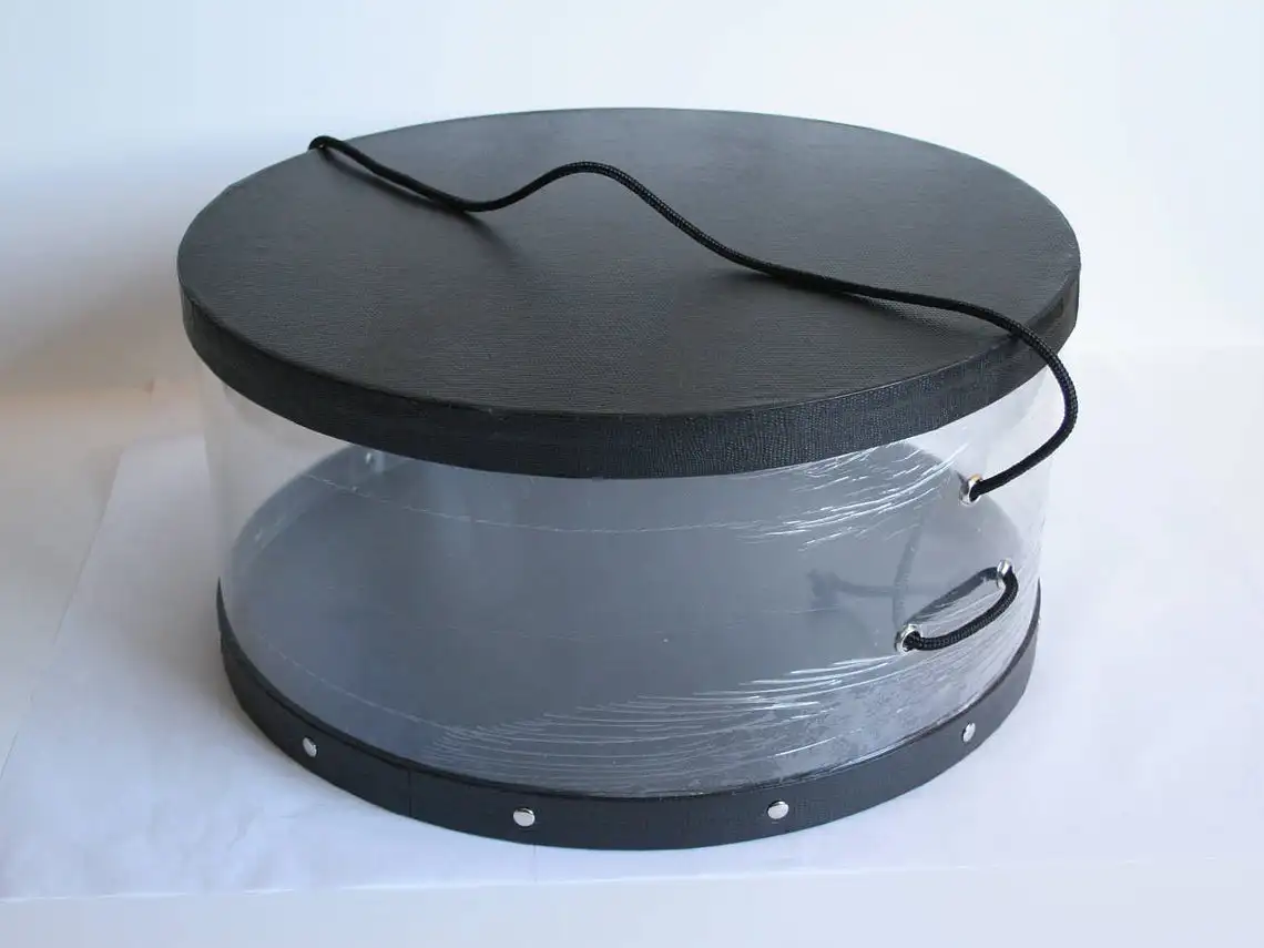 Cap Packaging Gift Paper Boxes Customized Stripe Hexagon Fedora Hat Box With Ribbon Handle