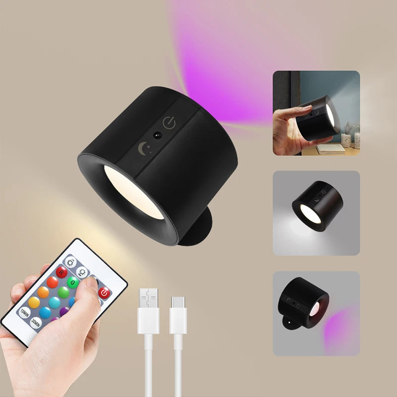 Перезаряжаемый светодиодный настенный светильник RGB сенсорный и пульт дистанционного управления