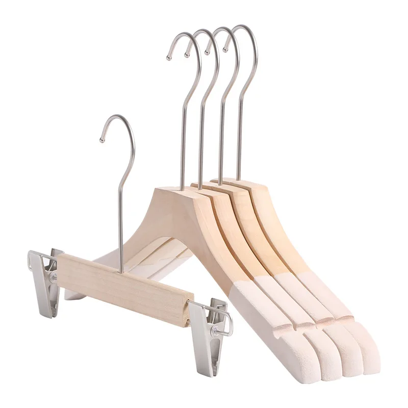 European Luxury Straight Wooden Hangers Rack Logo Printed Bulk Clothes for Wedding Dress Skirt Uniforms Wardrobe Bathroom Use