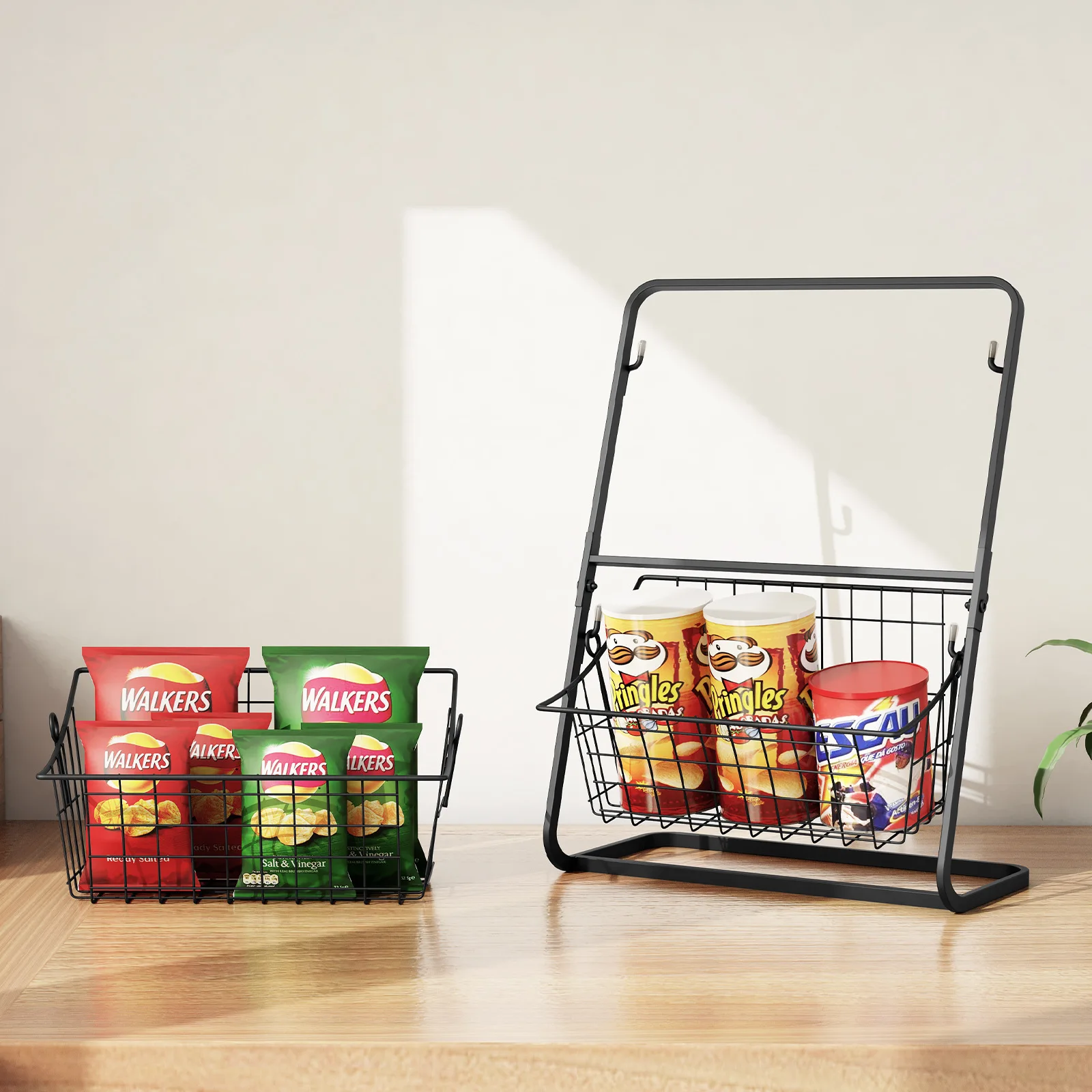 Iron Desktop Shelf Snacks Sundries Easy Handling Cradle Organiser Kitchen Living Room Bathroom Storage Durable Metal Material