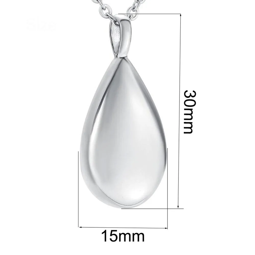 Stainless Steel Water Drop Cremation Urn Pendant Jewelry Tear Drops for Ash Keepsake Perfume Holder Memorial