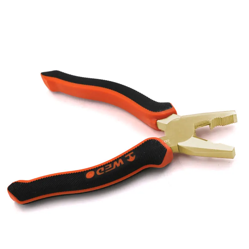 WEDO Multi-Functional Non-Sparking Lineman Pliers  round Nose with Soft Grip Plastic Handle