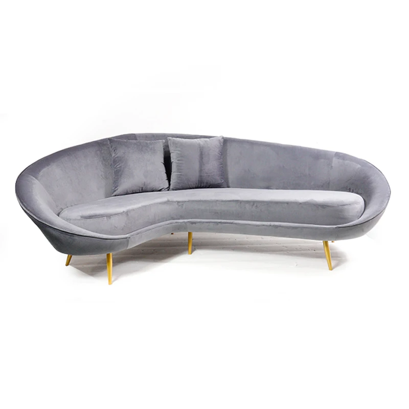 
Modern 3 seater sofa luxury curved velvet grey wedding sofas 