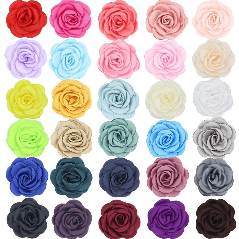 Handmade camellia flowers 6cm Chiffon Flower 3d Fabric Flowers diy toys Headwear for Shoes hats