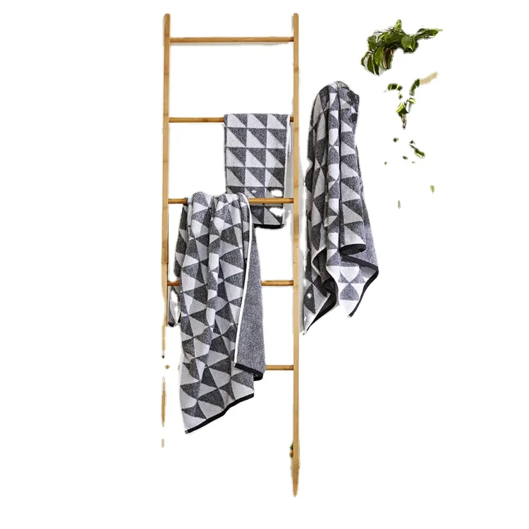Customized simple style self-supporting bamboo towel ladder towel rack and bamboo bracket