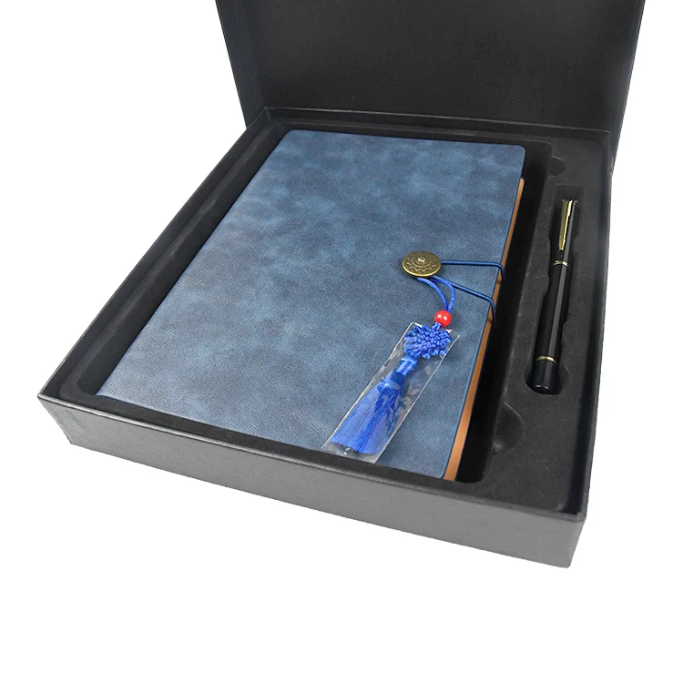 Executive Promotional Business PU Notebook Journal Gift Set with Pen Bottle USB