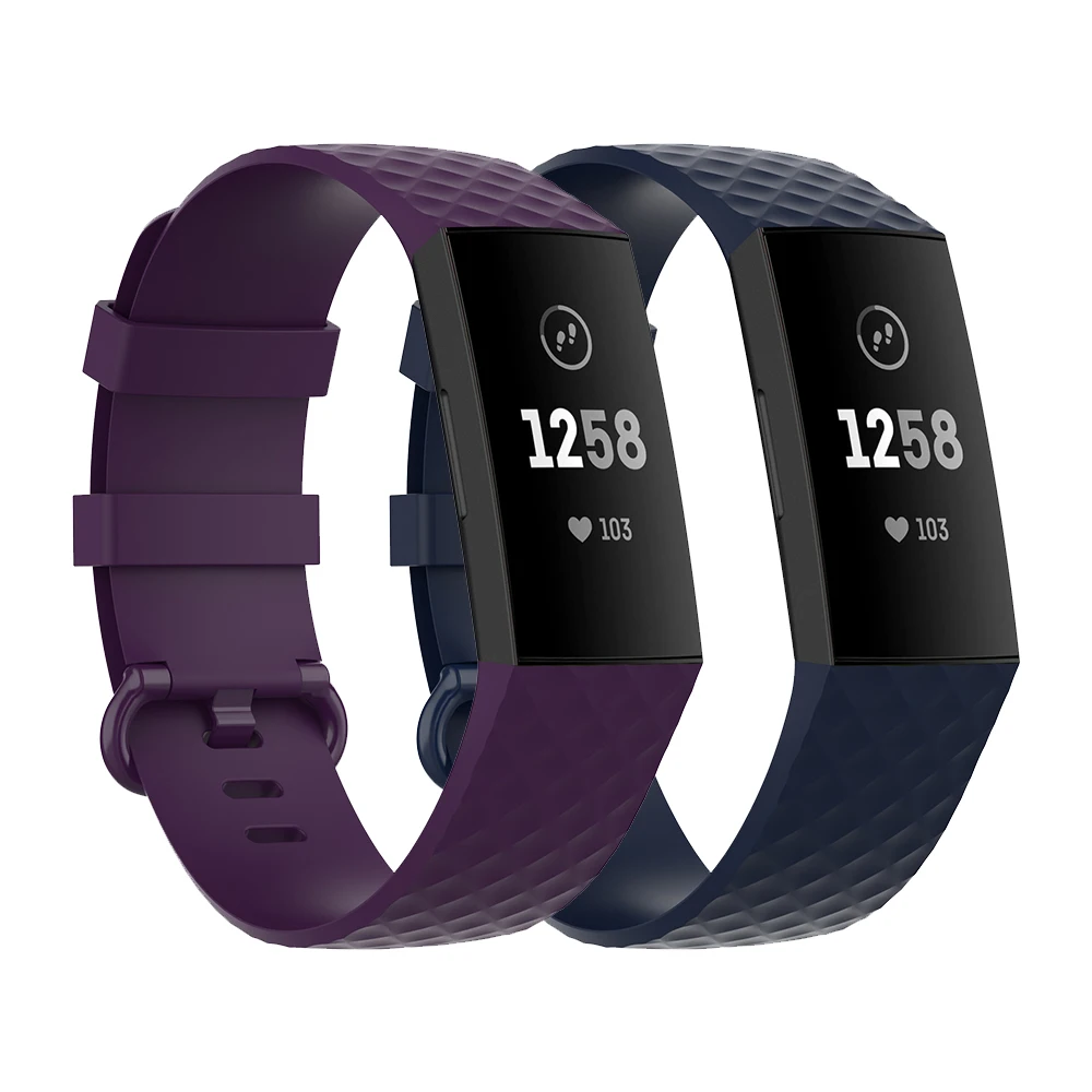 Color Buckle Replacement Comfortable Rubber Silicone Luxury Watch Band For Fitbit Charge 4 4 Se 3 3