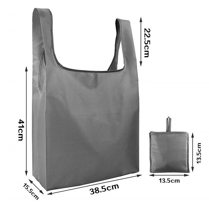 Travelsky Wholesale Foldable Recycling Shopping Bags with Pouch  420D Plaid Cloth Shopping Bag
