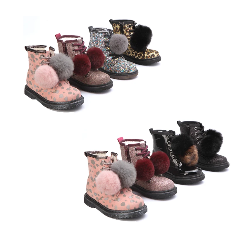 2021 Fashion Designed Kids Warm Fur  Kids Flat kids winter boots
