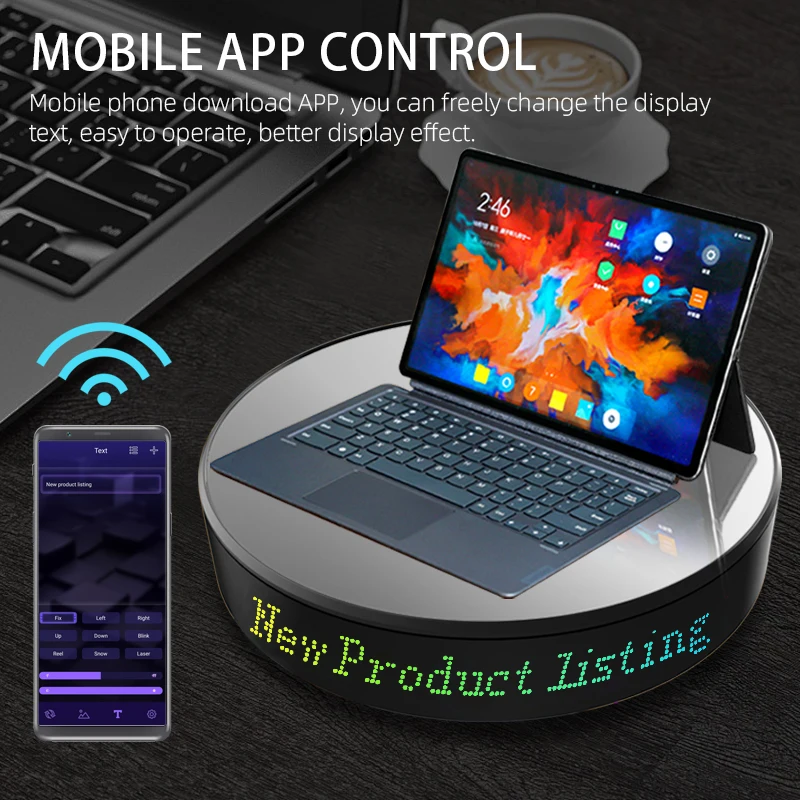 Led Display Stand 360 Degree Rotating Display Rack Watch Jewelry Cosmetics Phone Electric Showcase Turntable for Product Display