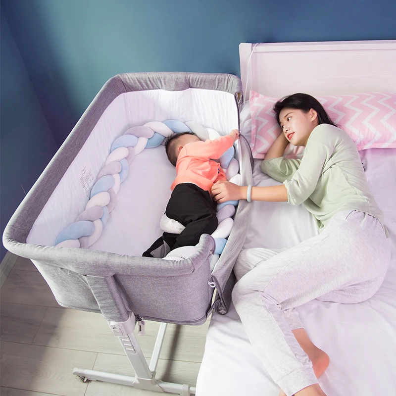 multi-purposes extensible aluminum baby bassinet and cot grey