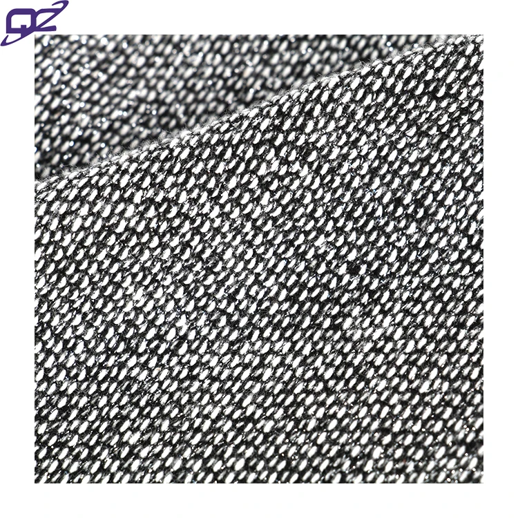 Customized Yarn Dyed Cotton Polyester Blend Lurex Metallic French Terry Fabric for Hoodies Evening Dress Coat