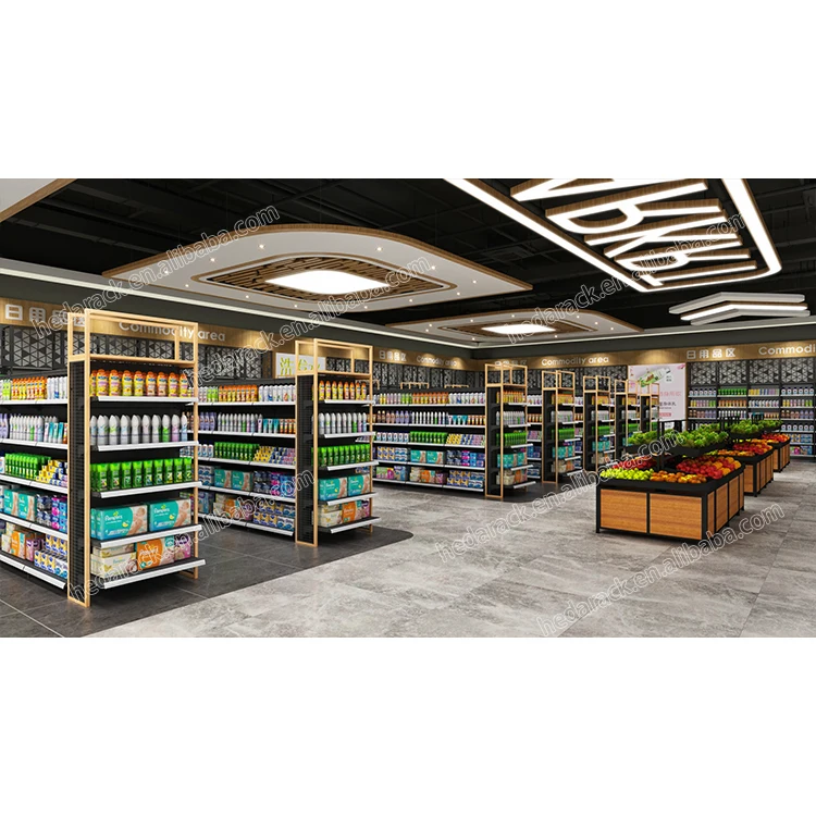 Guangzhou Heda Metal Supermarket Gondola shelf Shelving Convenience Store Display rack for sale
