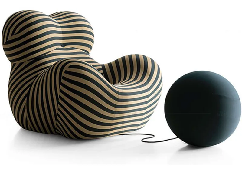 Striped Cashmere European Style Contemporary Fiber Gaetano Pesce Leisure Golden Fabric Waiting Chaise Couch Lounge ottoman Chair