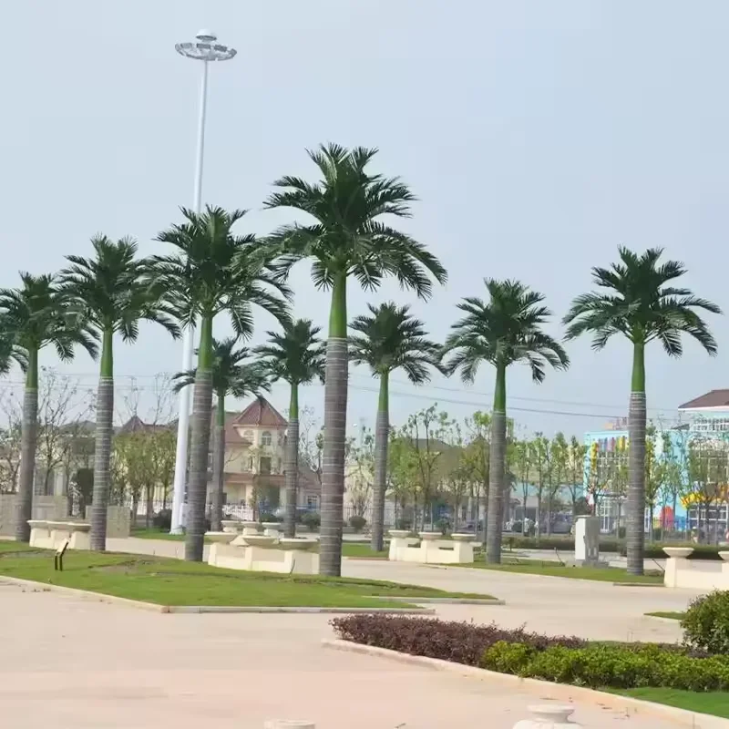 Customized fake outdoor palm tree artificial coconut palm tree large simulated fiberglass palm tree king for indoor decoration