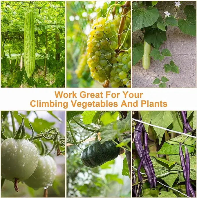 Plant Trellis Netting Heavy-Duty Polyester Grow Net Garden Trellis Netting with Square Mesh for Climbing Plants Vegeta