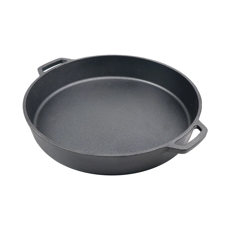 Two Ears Roasting Pan Round Cast Iron Frying Pan Big Size Outdoor Paella Pan