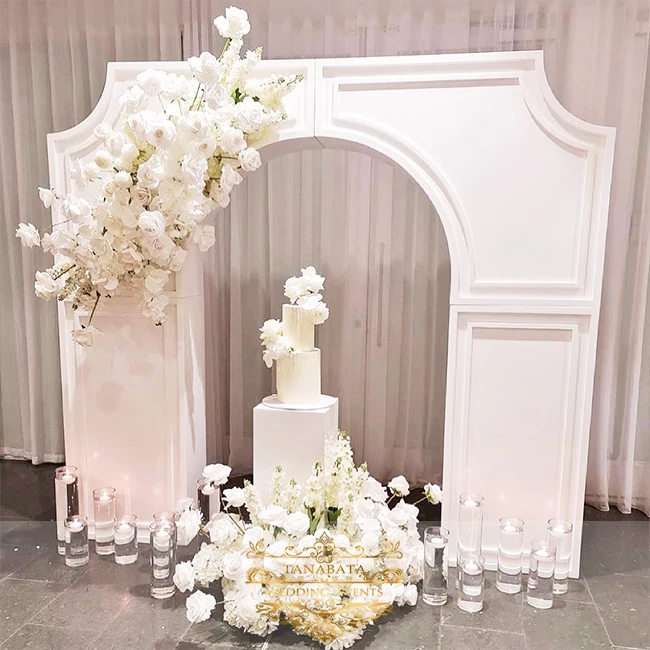 Outdoor furniture events used white pvc wedding arch backdrop