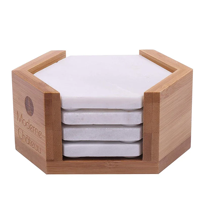 
Luxury Christmas Whisky Black Cup Tea Stone Round Marble Coaster For Drink With Brass 