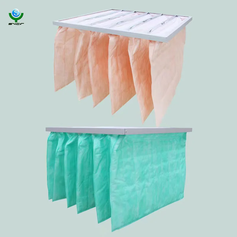 Aluminium Frame HVAC F5 F6 F7 F8 pocket filters washable synthetic fiber bag medium efficiency air filter