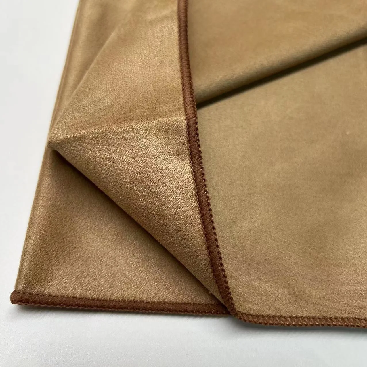 Luxury Camel Color Microfiber Faux Suede Leather Cleaning Cloth With Custom Embossed Logo For Car Cleaning Detailing
