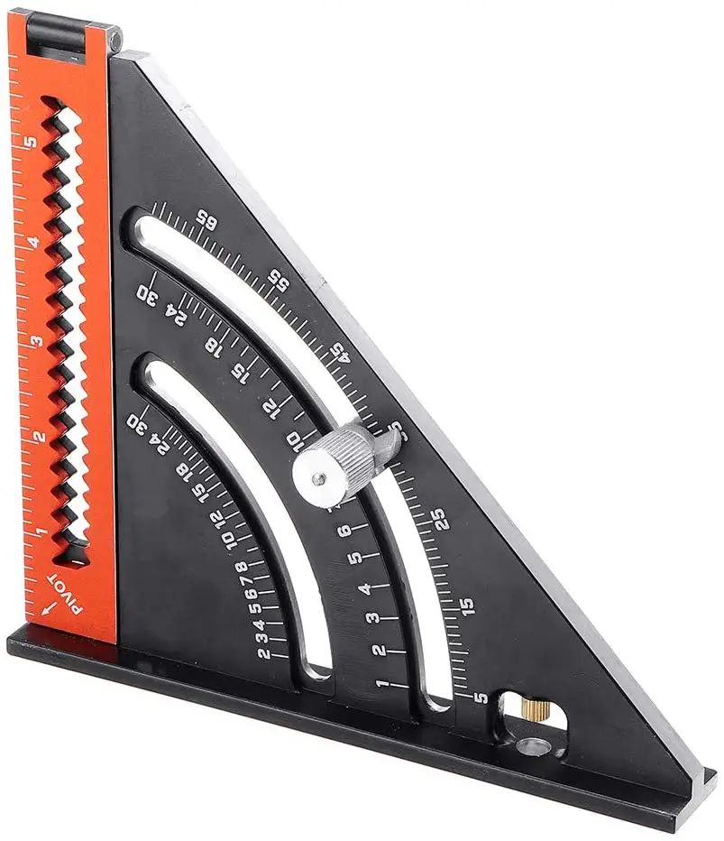 6 Inch Folding Triangle Ruler, Multi-angle Measurement Aluminium Alloy Multifunctional Woodworking Tools Speed Square